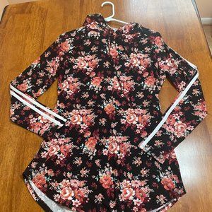 Black Hoodie with Floral Pattern Size Large